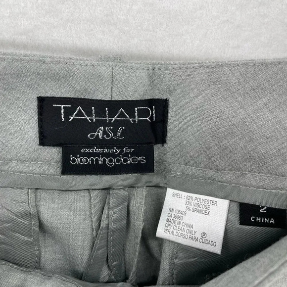 Tahari by ASL Dress Pants Women's Sz 2 Gray Wide-Leg Mid-Rise Stretch Pockets - Picture 10 of 11